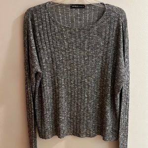 MICHELLE by COMMUNE Black/White Marled Knit Long Sleeve Pullover